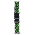 For Apple Watch Series 3 38mm Paracord Plain Braided Webbing Buckle Watch Band(Black Green)