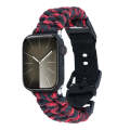 For Apple Watch Series 3 42mm Paracord Plain Braided Webbing Buckle Watch Band(Black Red)