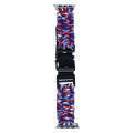 For Apple Watch Series 3 42mm Paracord Plain Braided Webbing Buckle Watch Band(Red White Blue)