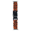 For Apple Watch 42mm Paracord Plain Braided Webbing Buckle Watch Band(Black Orange)