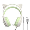 G35 Cute Cat RGB Head-mounted Wired Gaming Earphone(Green)