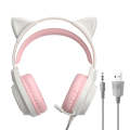 G35 Cute Cat RGB Head-mounted Wired Gaming Earphone(Pink)