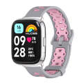 For Redmi Watch 3 Lite / Watch 3 Active Mijobs Square Hole Breathable TPU Watch Band(Grey Pink)