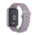 For Xiaomi Mi Band 8 Pro Mijobs Square Hole Breathable Silicone Watch Band(Grey Pink)