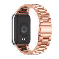 For Xiaomi Mi Band 8 Pro Mijobs Three-Bead Stainless Steel Watch Band(Rose Gold)