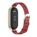 For Xiaomi Mi Band 8 Mijobs First Layer Cowhide Watch Band(Red Light Gold)