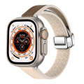 For Apple Watch Ultra 49mm Magnetic Folding Leather Silicone Watch Band(Apricot Brown)