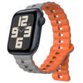 For Apple Watch SE 2023 44mm Reverse Buckle Two Color Magnetic Silicone Watch Band(Grey+Orange)