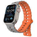 For Apple Watch Ultra 2 49mm Reverse Buckle Two Color Magnetic Silicone Watch Band(Grey+Orange)