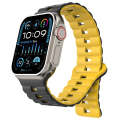 For Apple Watch Ultra 2 49mm Reverse Buckle Two Color Magnetic Silicone Watch Band(Black+Yellow)