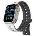 For Apple Watch Ultra 2 49mm Reverse Buckle Two Color Magnetic Silicone Watch Band(White+Black)