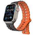 For Apple Watch Ultra 2 49mm Reverse Buckle Two Color Magnetic Silicone Watch Band(Black+Orange)