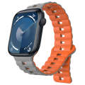 For Apple Watch Series 9 45mm Reverse Buckle Two Color Magnetic Silicone Watch Band(Grey+Orange)