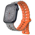 For Apple Watch Series 8 41mm Reverse Buckle Two Color Magnetic Silicone Watch Band(Grey+Orange)