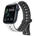 For Apple Watch SE 2022 40mm Reverse Buckle Two Color Magnetic Silicone Watch Band(White+Black)