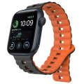 For Apple Watch SE 2022 40mm Reverse Buckle Two Color Magnetic Silicone Watch Band(Black+Orange)