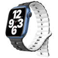 For Apple Watch Series 7 41mm Reverse Buckle Two Color Magnetic Silicone Watch Band(Black+White)