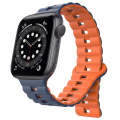 For Apple Watch 6 40mm Reverse Buckle Two Color Magnetic Silicone Watch Band(Midnight Blue+Orange)