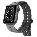 For Apple Watch Series 6 44mm Reverse Buckle Two Color Magnetic Silicone Watch Band(Grey+Black)