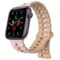 For Apple Watch Series 5 44mm Reverse Buckle Two Color Magnetic Silicone Watch Band(Pink+Grey)