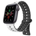 For Apple Watch Series 5 44mm Reverse Buckle Two Color Magnetic Silicone Watch Band(White+Black)