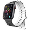 For Apple Watch Series 4 44mm Reverse Buckle Two Color Magnetic Silicone Watch Band(Black+White)