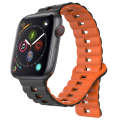 For Apple Watch Series 4 44mm Reverse Buckle Two Color Magnetic Silicone Watch Band(Black+Orange)