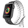 For Apple Watch Series 3 38mm Reverse Buckle Two Color Magnetic Silicone Watch Band(Black+White)
