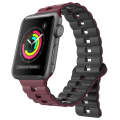 For Apple Watch Series 3 38mm Reverse Buckle Two Color Magnetic Silicone Watch Band(Wine Red+Black)