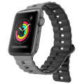 For Apple Watch Series 3 38mm Reverse Buckle Two Color Magnetic Silicone Watch Band(Grey+Black)