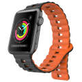 For Apple Watch Series 3 42mm Reverse Buckle Two Color Magnetic Silicone Watch Band(Black+Orange)