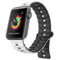 For Apple Watch 38mm Reverse Buckle Two Color Magnetic Silicone Watch Band(White+Black)
