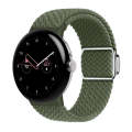 For Google Pixel Watch / Watch 2 Nylon Loop Magnetic Buckle Watch Band(Dark Olive)