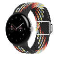 For Google Pixel Watch / Watch 2 Nylon Loop Magnetic Buckle Watch Band(Black Rainbow)