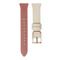 22mm Universal Genuine Leather Watch Band(Dark Pink White)