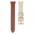 22mm Universal Genuine Leather Watch Band(Brown White)