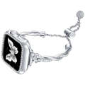 For Apple Watch Series 3 38mm Twist Bracelet Diamond Metal Watch Band(Silver)