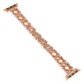 For Apple Watch SE 2023 44mm Hearts Crossed Diamond Metal Watch Band(Rose Gold)