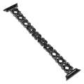 For Apple Watch Series 8 45mm Hearts Crossed Diamond Metal Watch Band(Black)