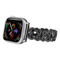 For Apple Watch Series 8 45mm Hearts Crossed Diamond Metal Watch Band(Black)