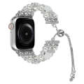 For Apple Watch Series 8 41mm Beaded Onyx Retractable Chain Watch Band(White)