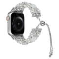 For Apple Watch SE 2022 40mm Beaded Onyx Retractable Chain Watch Band(White)