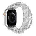 For Apple Watch Series 9 45mm Beaded Diamond Bracelet Watch Band(White)