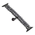 For Apple Watch Series 9 45mm Beaded Dual Row Pearl Bracelet Watch Band(Black)
