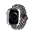 For Apple Watch Series 5 44mm Beaded Dual Row Pearl Bracelet Watch Band(Black)