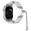 For Apple Watch SE 2023 40mm Beaded Pearl Retractable Chain Watch Band(White)