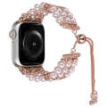 For Apple Watch Series 8 41mm Beaded Pearl Retractable Chain Watch Band(Pink)