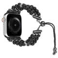 For Apple Watch Series 5 44mm Beaded Pearl Retractable Chain Watch Band(Black)