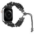 For Apple Watch Series 2 38mm Beaded Pearl Retractable Chain Watch Band(Black)