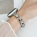 For Apple Watch SE 2023 44mm Metal Diamond Bear Chain Watch Band(Silver)